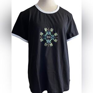TOMBOY X T-Shirt LGBTQ+ size XL Black w/White Trim Dragonflies & Lightening Bugs